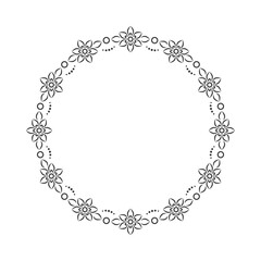 Frame with flowers. Black and white pattern.