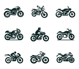 Motorcycle logo design collection set. Motorcycle logo concept template. Speed sport motorcycle logo