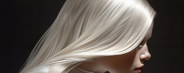 Naklejka premium Platinum blonde hair with a sleek