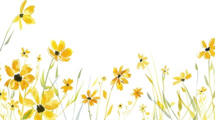 Watercolor Painting of Yellow Flowers