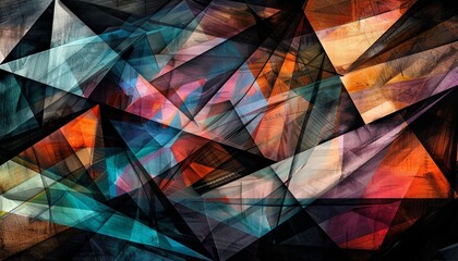 Abstract Geometric Artwork with Overlapping Black Lines and Sharp Angles Creating Dynamic Visual Effect, Background with Copy Space