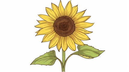 Naklejka premium Single sunflower with detailed petals and a white background, highlighting its natural beauty.