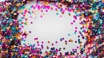 Obraz premium Colorful Confetti Scattered on White Background