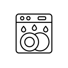 Dishwasher outline icons, minimalist vector illustration ,simple transparent graphic element .Isolated on white background