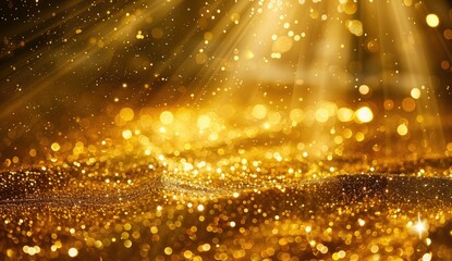Golden Glitter Lights Festive Background