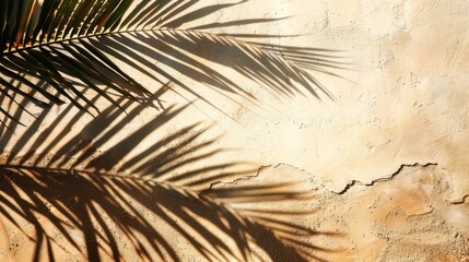 Obraz premium Palm Leaf Shadow on a Weathered Wall