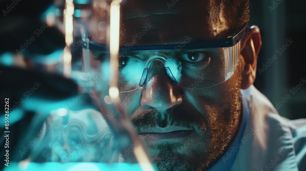 Poster focused scientist in a laboratory setting