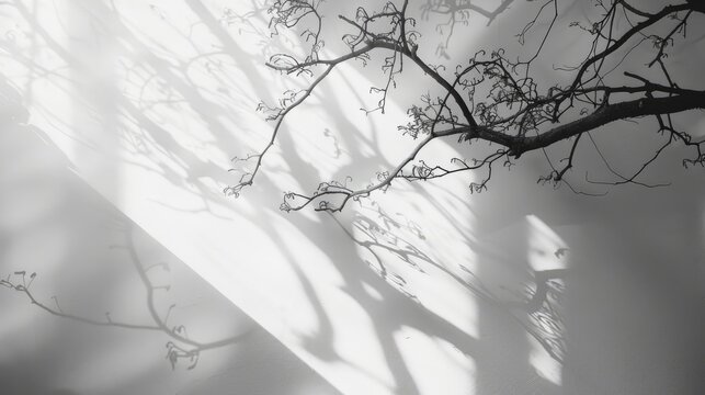 Tree branch shadows on a light wall
