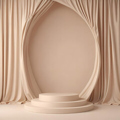 Minimal abstract beige background with podium