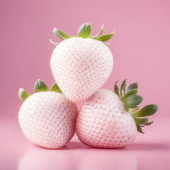 white strawberries in light pink background