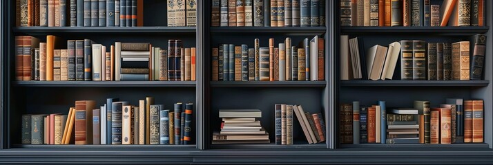 Close-Up View of a Well-Stocked Bookshelf Filled With Bound Volumes