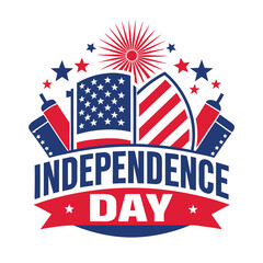 Obraz premium July 4th. Independence Day card with USA flag. Vector illustration.