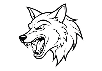 wolf head line art vector illustration.
