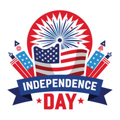 Obraz premium July 4th. Independence Day card with USA flag. Vector illustration.