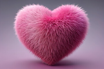 Fluffy Pink Heart Shape on Purple Background