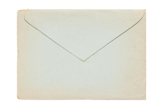 Old vintage empty blue envelope isolated