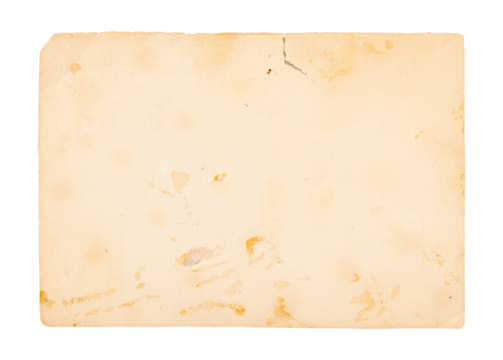 Back of vintage torn photo, old printing paper isolated