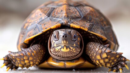 Naklejka premium Close-up of Eastern Box Turtle with extended head, legs, intricate shell