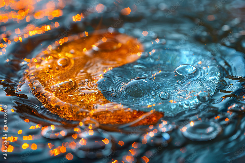 Poster created with generative ai technology image of two natural elements fire and water