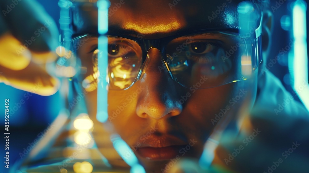Poster close-up portrait of a scientist in a lab