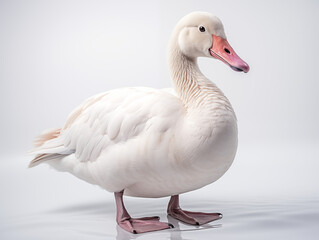Fototapeta premium a Portrait of a white swan on an isolated background