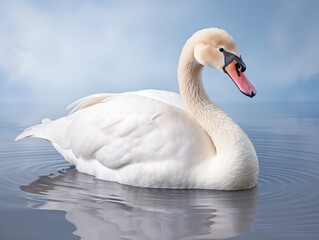 Fototapeta premium a Portrait of a white swan on an isolated background