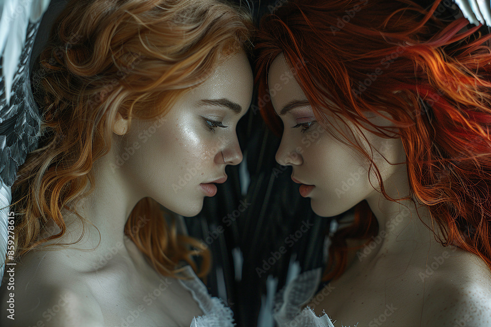 Poster created with generative ai technology image of two fantasy characters opposites