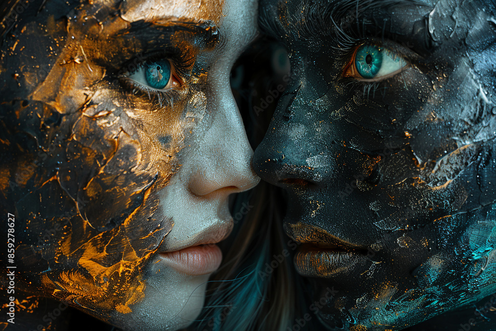Poster created with generative ai technology image of two fantasy characters opposites