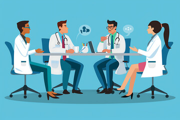 Vector IllustrationDoctors, Nurses, and Teamwork on Tablet for Hospital Management Data Report, Supporting Black Patients, Clinic Results, Research, Healthcare