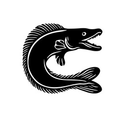 Fototapeta premium Eel silhouette vector illustration isolated on a white background 