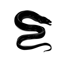 Fototapeta premium Eel silhouette vector illustration isolated on a white background 