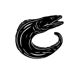 Eel silhouette vector illustration isolated on a white background 