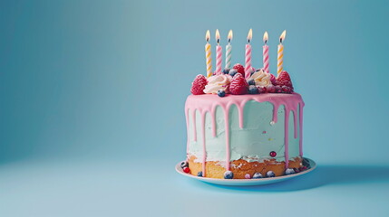 birthday cake with burning candles