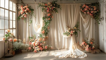 Floral Backdrop for Wedding Ceremony