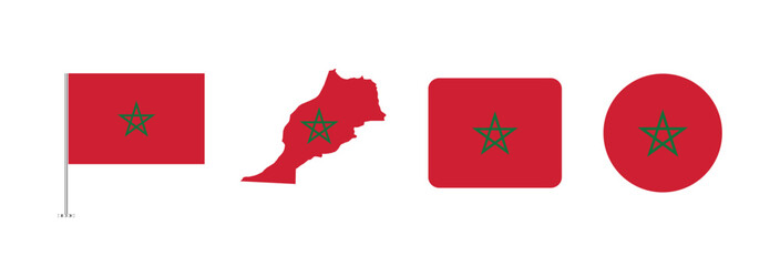 Vector Morocco flag. Set of Morocco Flags Collection. 
