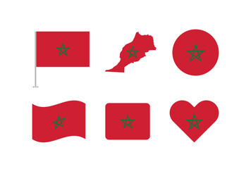 Vector Morocco flag. Set of Morocco Flags Collection. 
