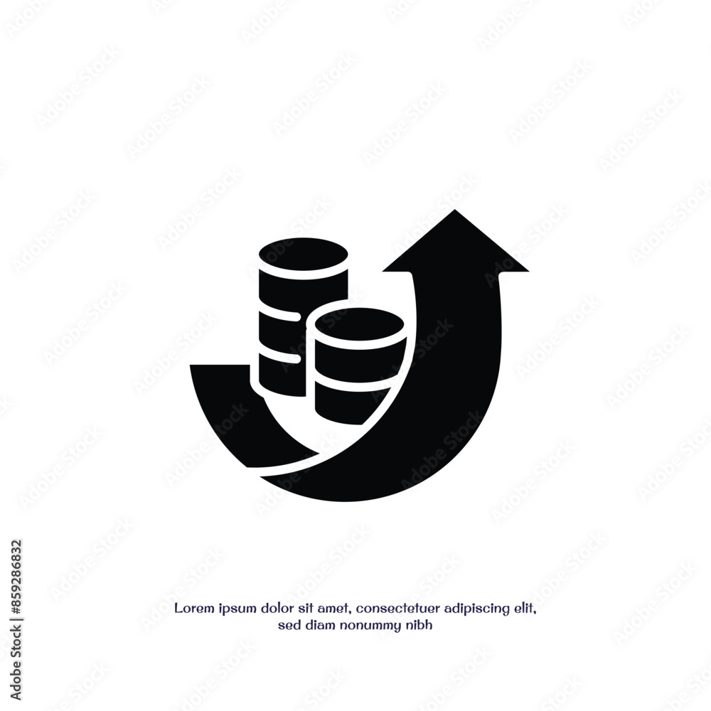 Poster money moving up solid icon vector design good for web or mobile app