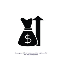 money moving up solid icon vector design good for web or mobile app