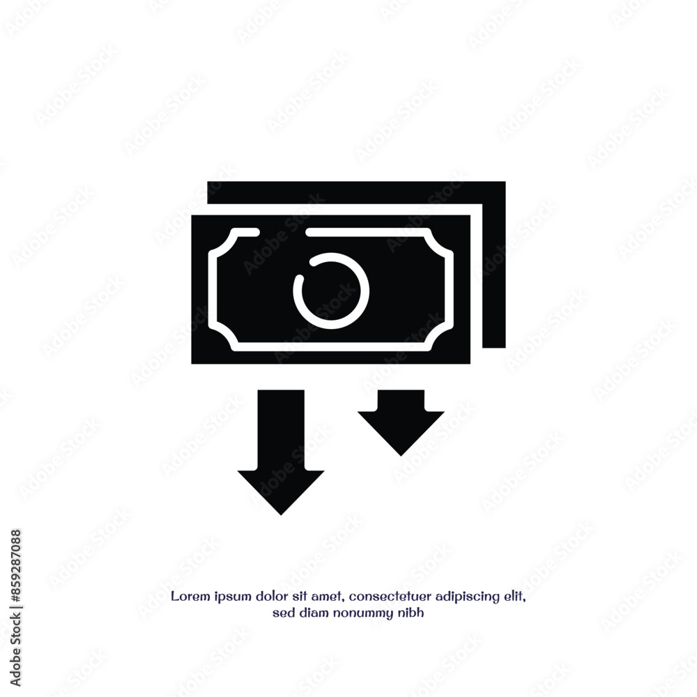 Poster money moving down solid icon vector design good for web or mobile app