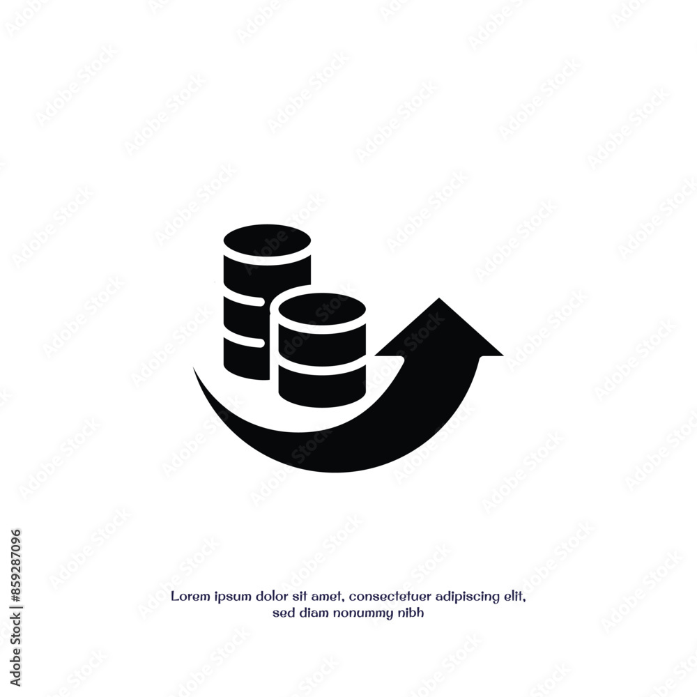 Poster money moving up solid icon vector design good for web or mobile app