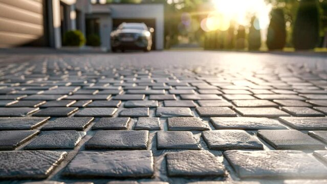 cobblestone pavement yard of house