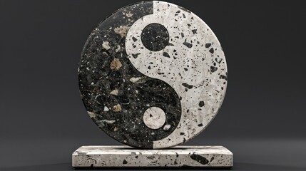 A marble Yin Yang symbol on a base