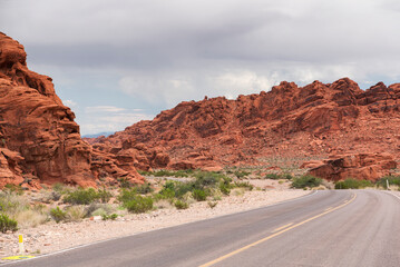 Valley of Fire landscape and road Moapa Valley Nevada