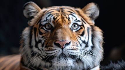 Fototapeta premium Close-up portrait of a tiger staring intently at the camera