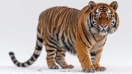 Obraz premium A majestic Bengal tiger walks confidently through a snowy scene
