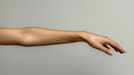 An outstretched arm against a white backdrop