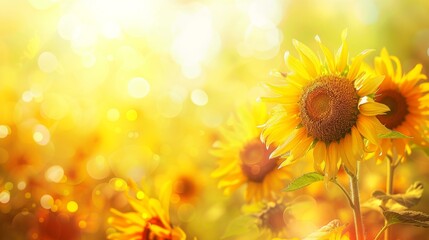 Obraz premium Sunflowers in a Field of Golden Light