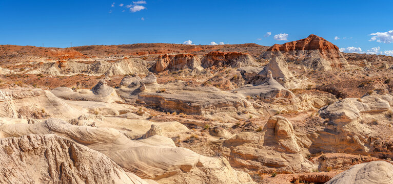 White clayish deposit at Toadstool Hoodoos in Kanab Utah from runoff from the Gunsight Butte created a beautiful scene.  