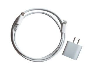 USB charging cable of smartphone isolated on transparent background. PNG File