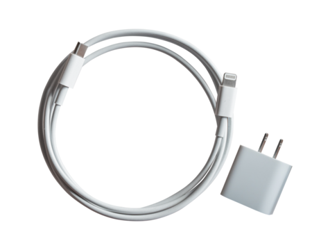 USB charging cable of smartphone isolated on transparent background. PNG File